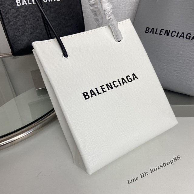 Balenciaga專櫃爆款牙籤紋小牛皮手提購物袋 巴黎世家小號方形購物包 fyj1097